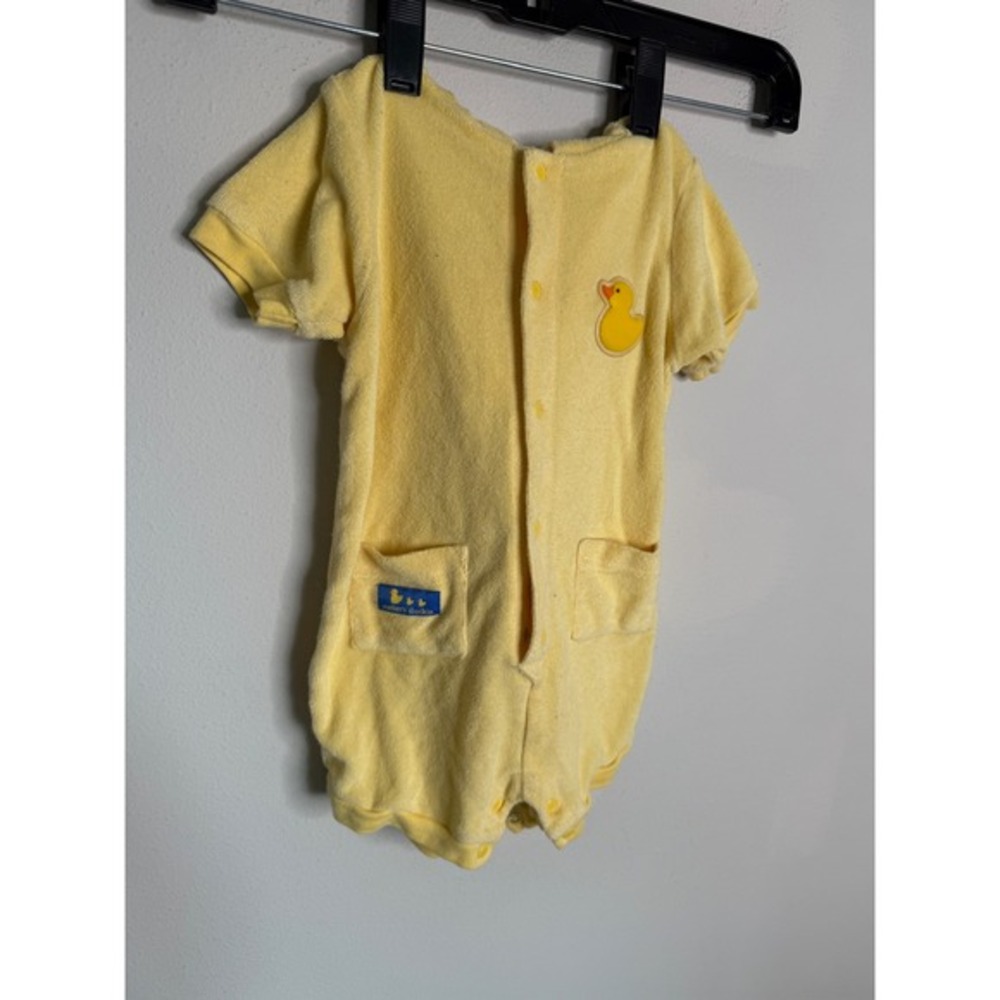Carter's Baby 6-9M Yellow Terry Cloth Romper Duck Applique Infant Baby One Piece